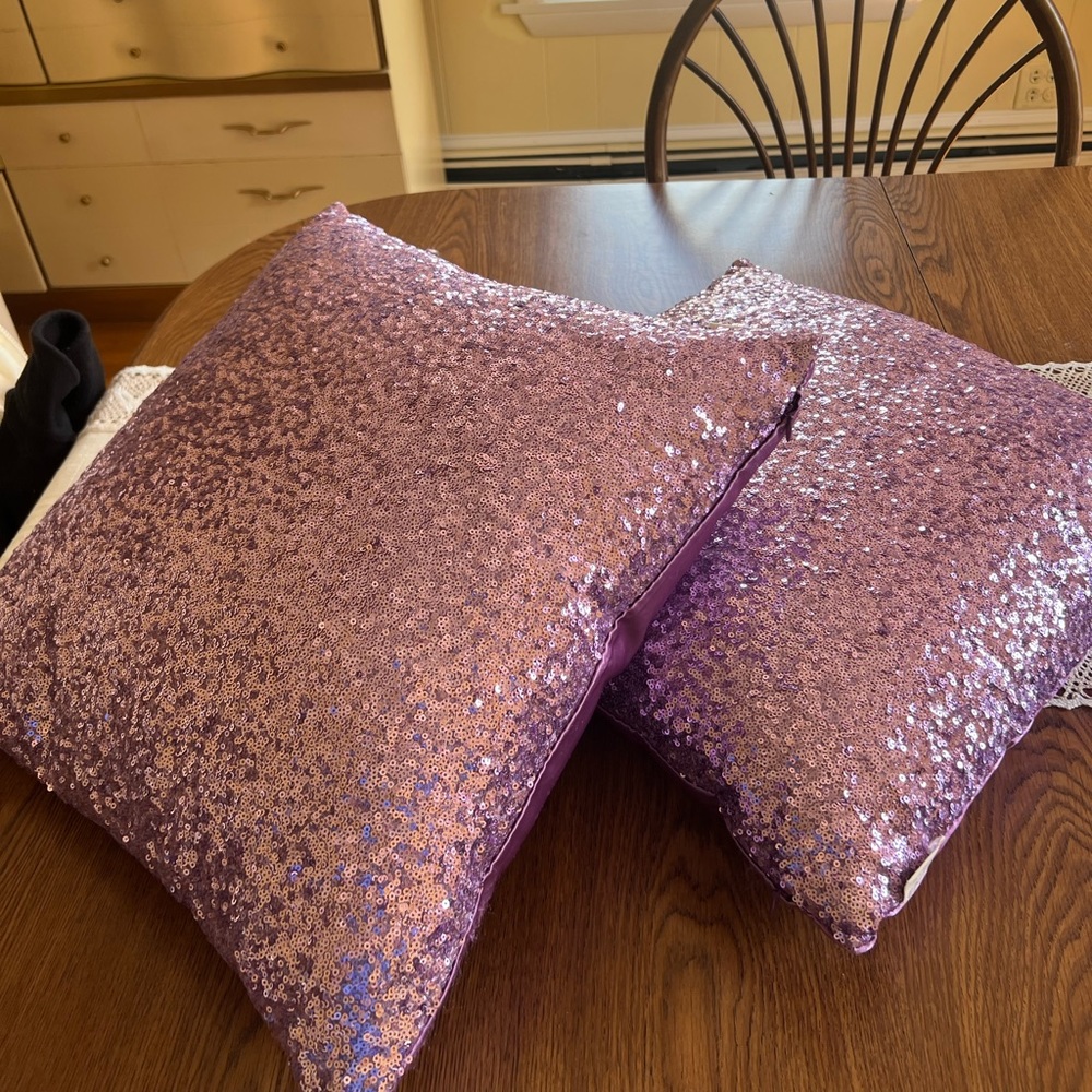 Purple sequin pillows